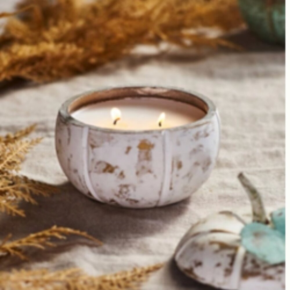 NWT Anthropologie Antiqued Gourd Halloween Candle, Pumpkin Cardamom